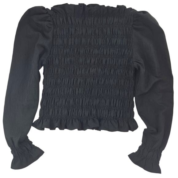 H&M | Black, Long Sleeve Smocked Blouse| Size Small - Picture 1 of 3